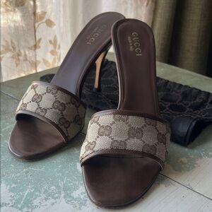 Gucci Brown and Beige Heels